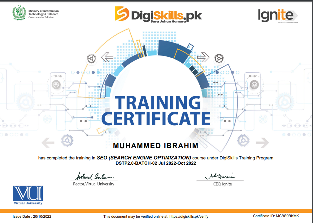 SEO certificate